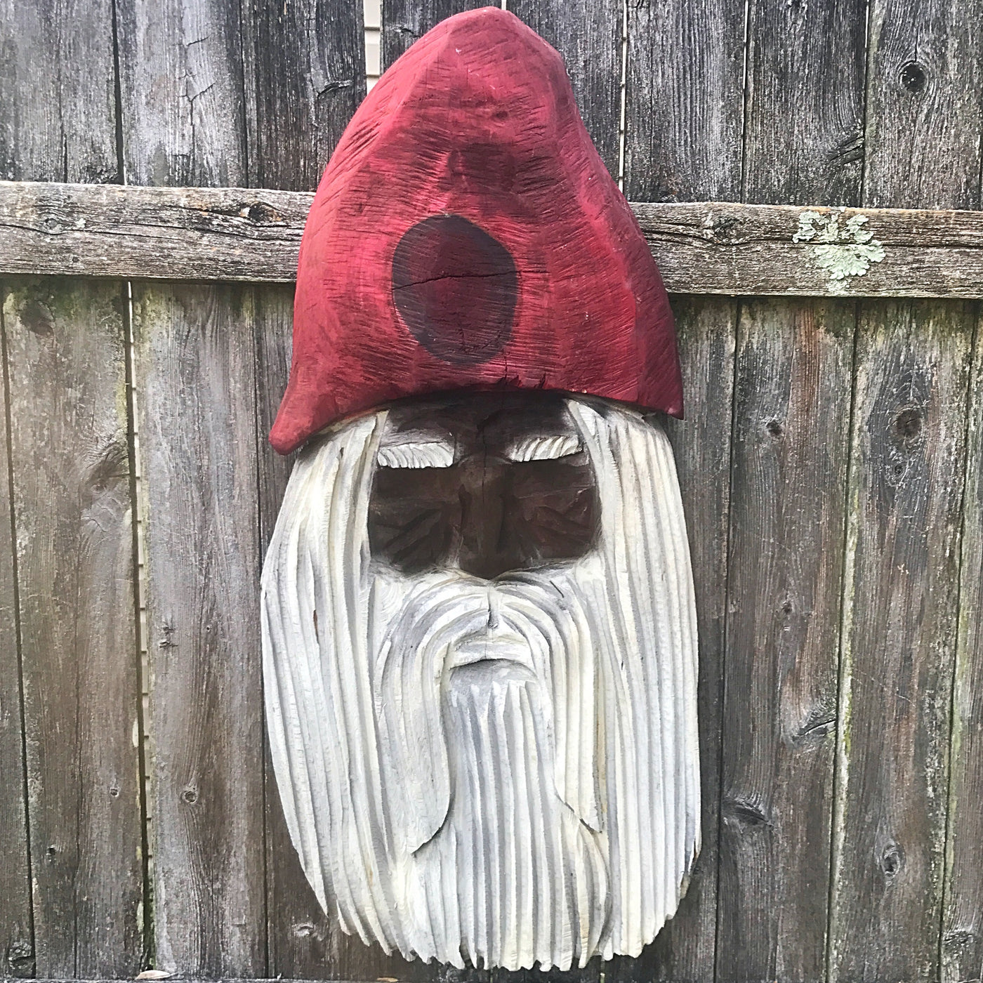 Large Artisan Carved Santa Head Christmas Hanging Decoration