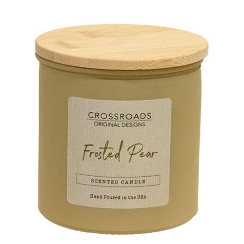 Frosted Pear 14 oz Jar Candle With Wood Lid
