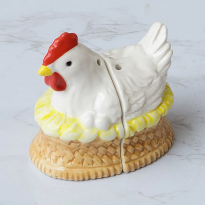 Chicken in a Basket Salt and Pepper Shakers