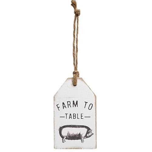 Farm To Table Pig Wood Tag
