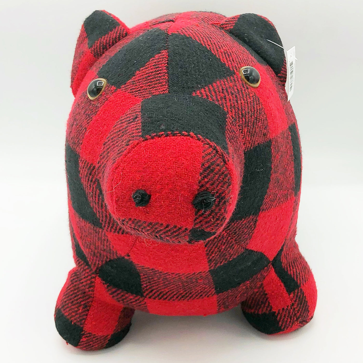 Buffalo Plaid Black and Red Pig Door Stopper