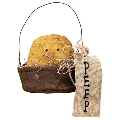 💙 Rustic Chick in Basket with Peep Tag