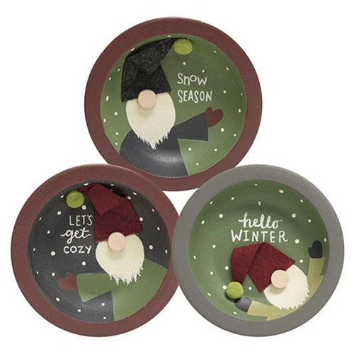 Set of 3 Winter Gnome Small Decorative Plates