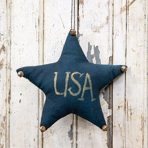 Navy USA Star Ornament with Jingle Bells