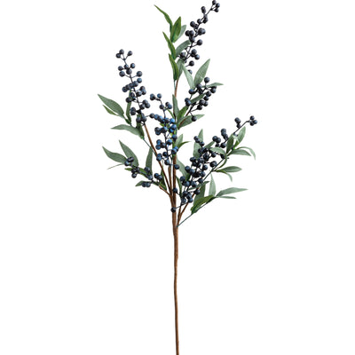 💙 Natural Style Blueberries 28" Faux Berry and Foliage Spray