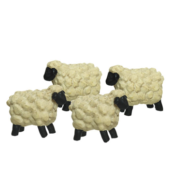 Set of 4 Mini Resin Folkart Sheep