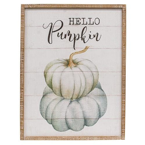 Hello Pumpkin Distressed 23.5" Wood Sign