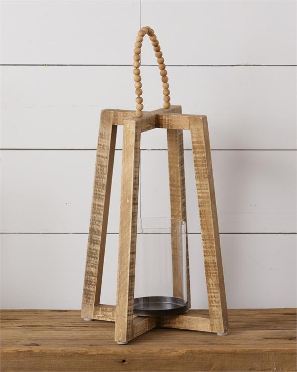 Hanover Wooden Lantern with Beaded Handle