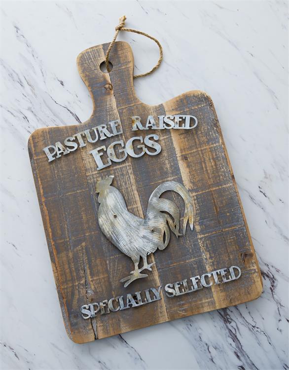 Pasture Raised Eggs Rooster Decorative Hanging Cutting Board