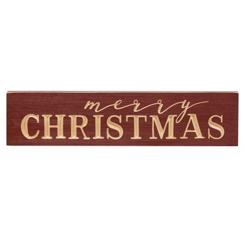 Merry Christmas Barn Red 24" Engraved Sign