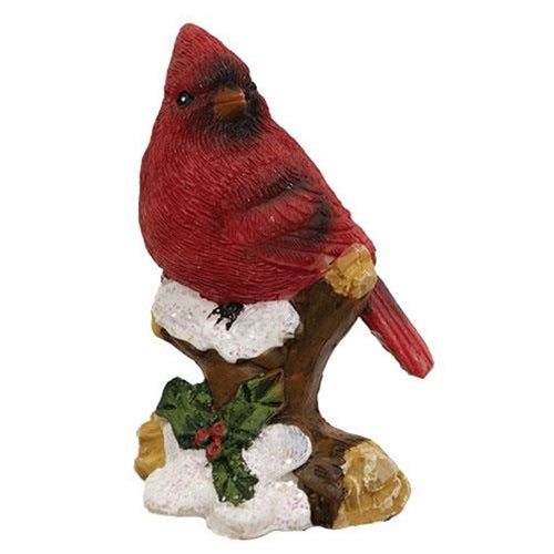 Set of 4 Snowy Cardinals on Branch Figures