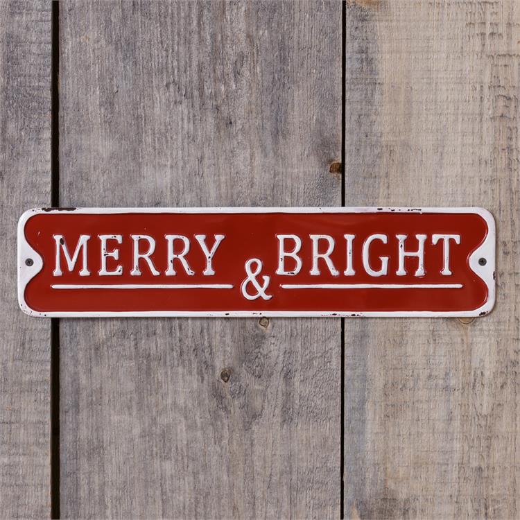 Merry & Bright Rustic Christmas Street Sign