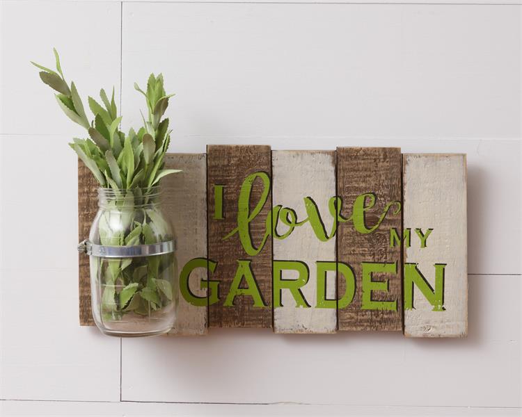 I Love My Garden - Pallet Slats with Glass Vase 16" W Sign