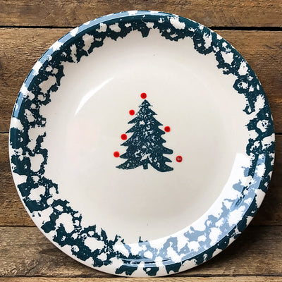💙 Tienshan Winter Wonderland Spongeware Christmas Tree Plate 7"