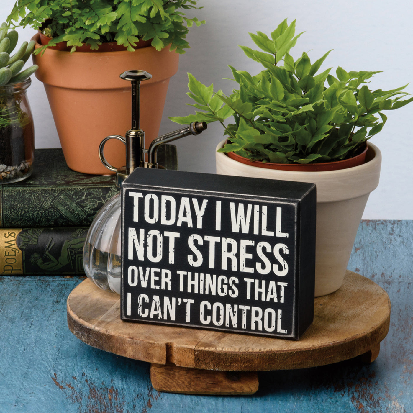 Today I Will Not Stress Over Things I Can't Control Small Box Sign