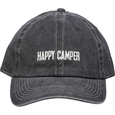 Happy Camper Distressed Baseball Hat