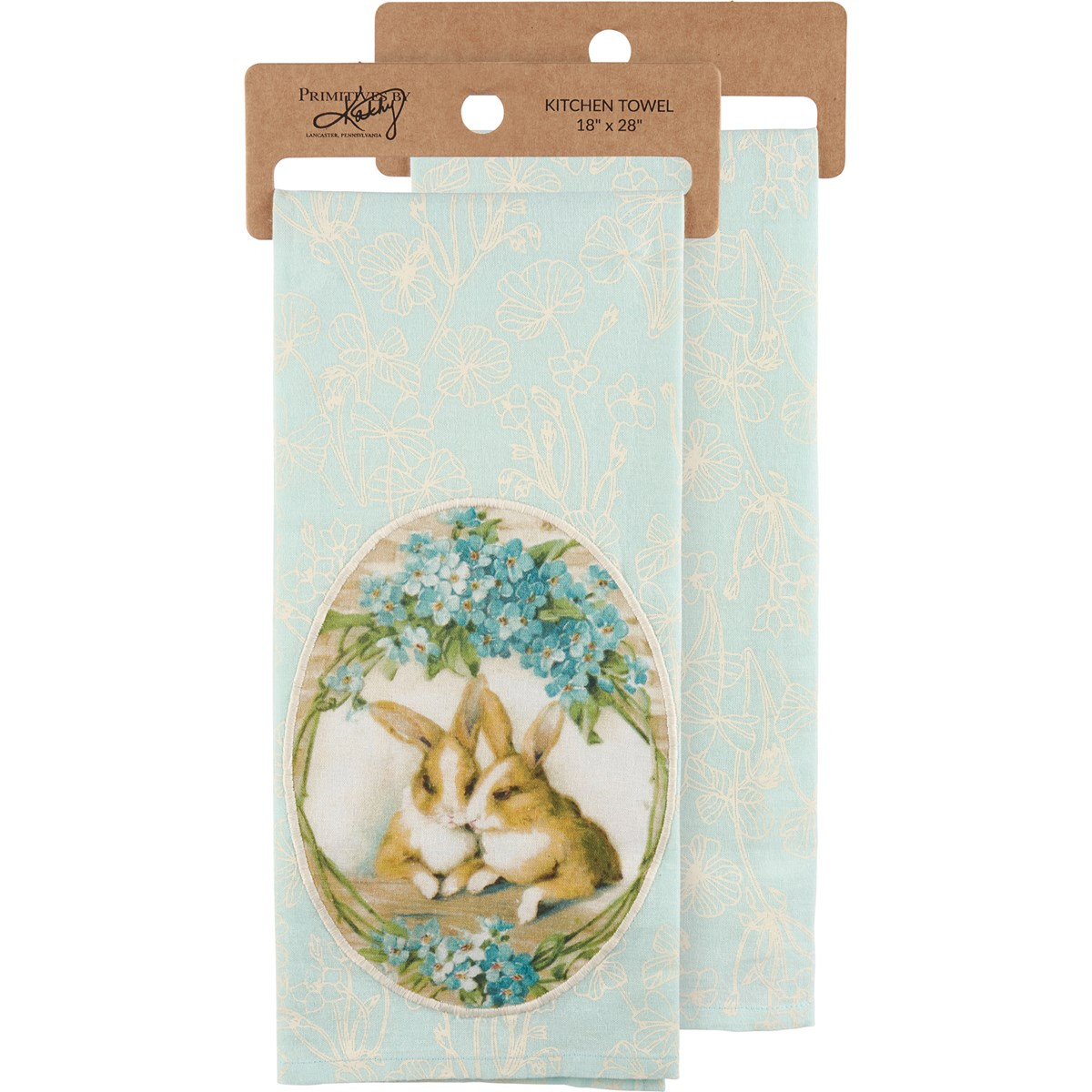 💙 Blue Bunny Floral Kitchen Towel