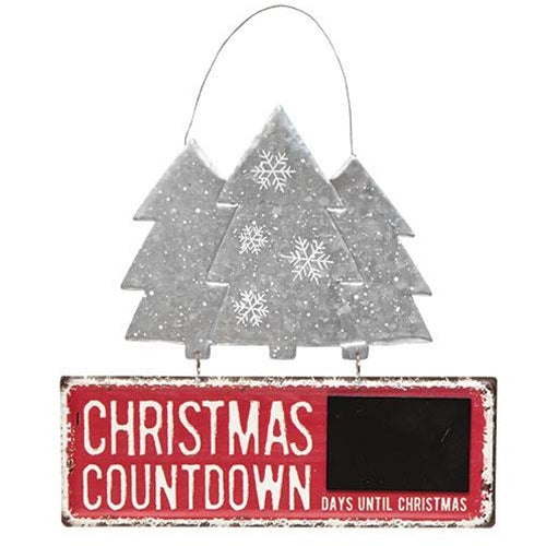 Christmas Countdown Sign with Galvanized Trees