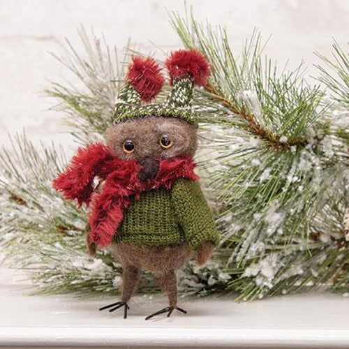 Cozy Sweater Owl Felt Ornament