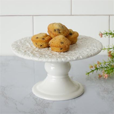 White Floral Topped Ceramic Cake Stand