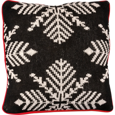 Snowflakes on Black18" Knitted Christmas Throw Pillow