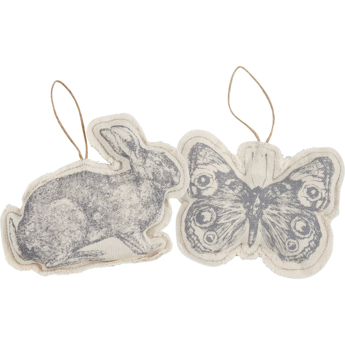 💙 Set of 2 Rabbit And Butterfly Fabric Ornaments