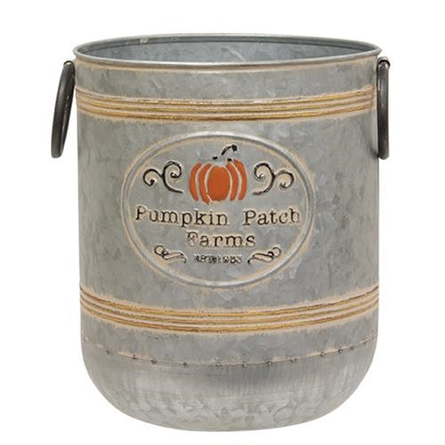 Set of 2 Pumpkin Patch Farms Galvanized Buckets