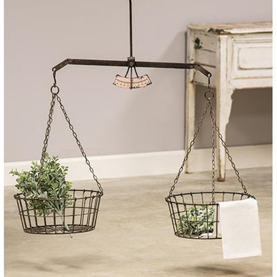 Retro Style Hanging Scale with Two Wire Baskets