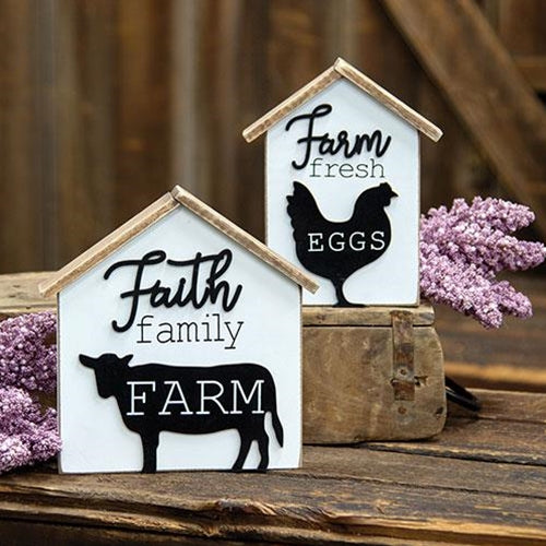 Faith Family Farm Cow House Shaped Sitter