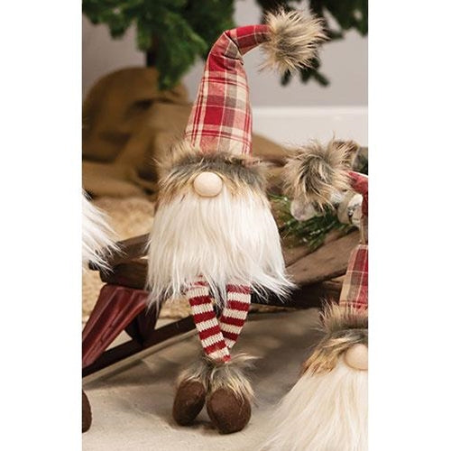 💙 Dangle Leg Red Plaid Santa Gnome