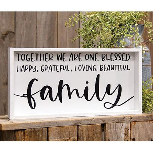 Together We Are One Blessed Family Framed Box Sign