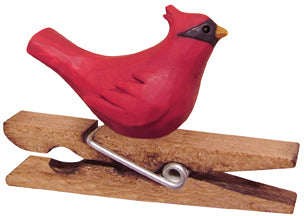 Set of 3 Cardinal Clothespin Clip Ornaments