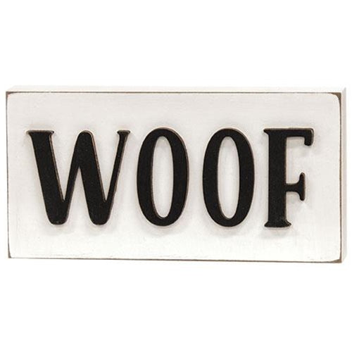 Woof Raised Letter 6" Dog Wooden Block Sign
