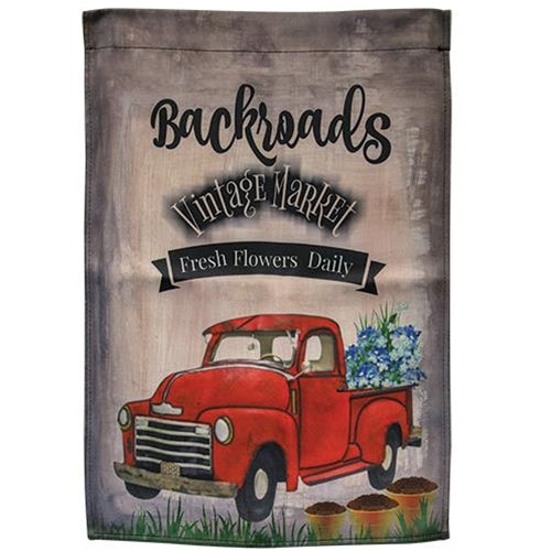💙 Backroads Red Truck Garden Flag