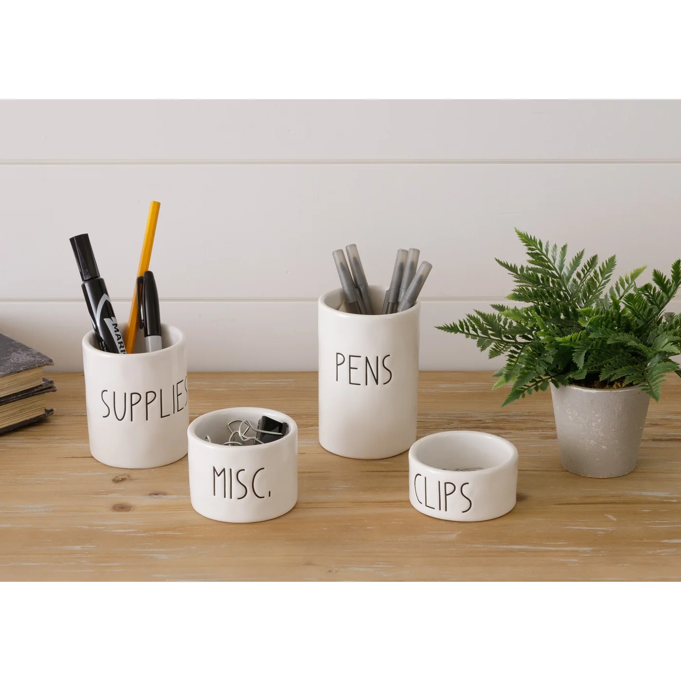 Set of 4 Ceramic Desktop Organizing Cups