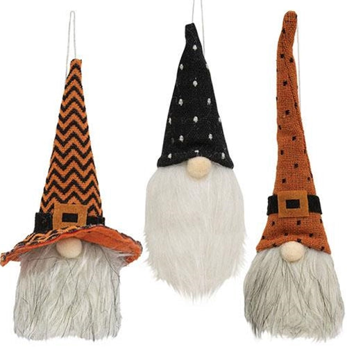 💙 Set of 3 Halloween Gnome Ornaments