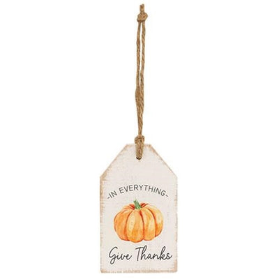 Set of 2 Grateful and Give Thanks Pumpkin Wood Tag Signs