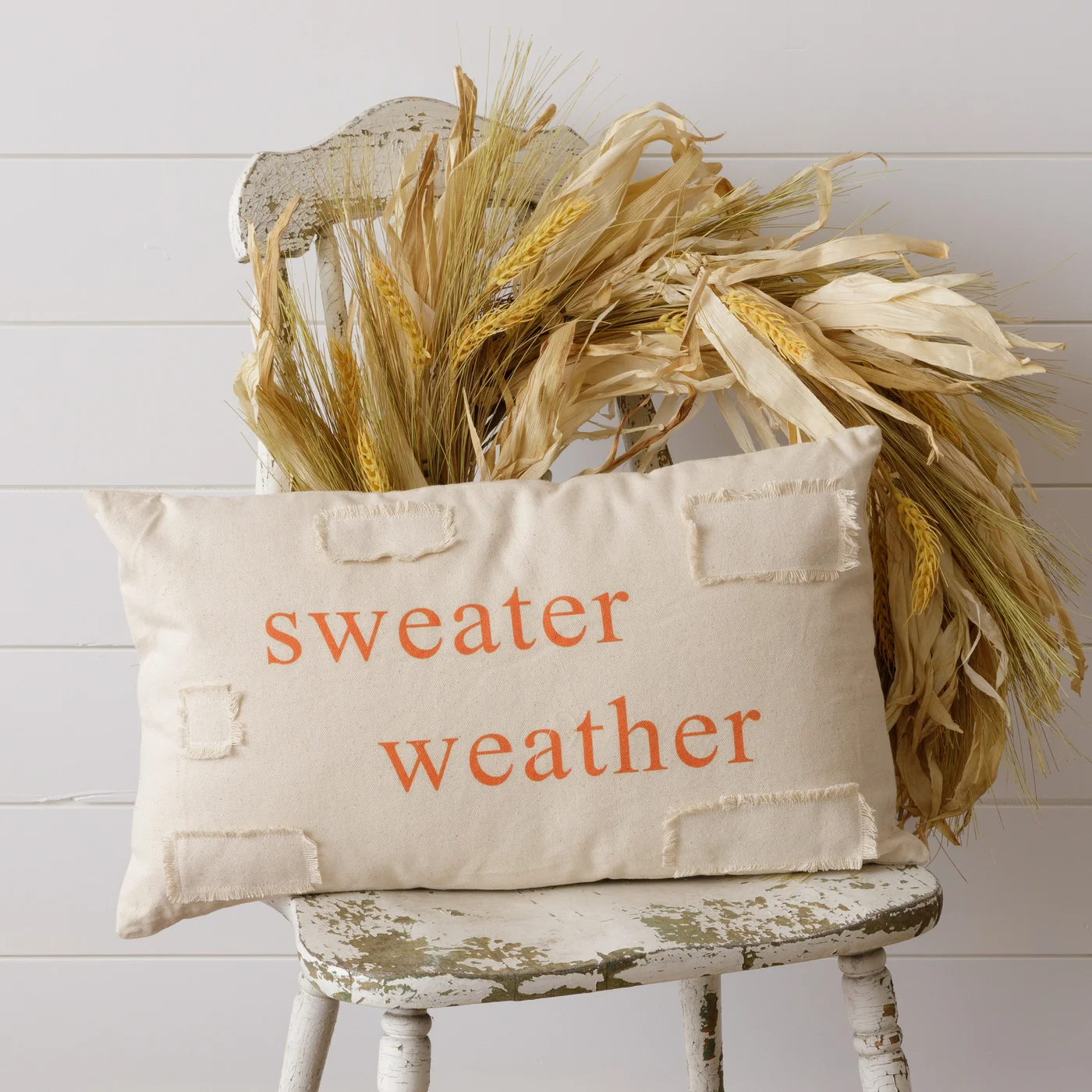 Sweater Weather Fall Patch Throw Pillow