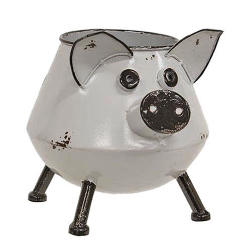 Distressed Enamel Piggy Planter