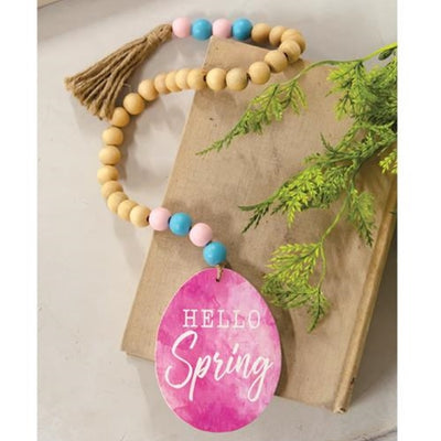 Hello Spring Wood Bead Garland with Easter Egg