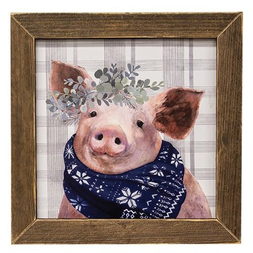 Wintry Scrapple the Pig Framed Print