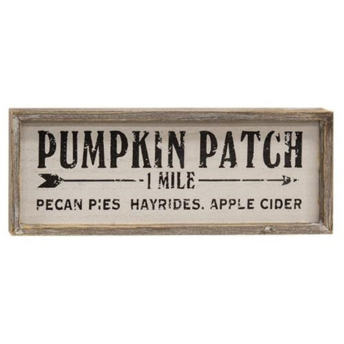 Pumpkin Patch 1 Mile Framed Sign 15.75"