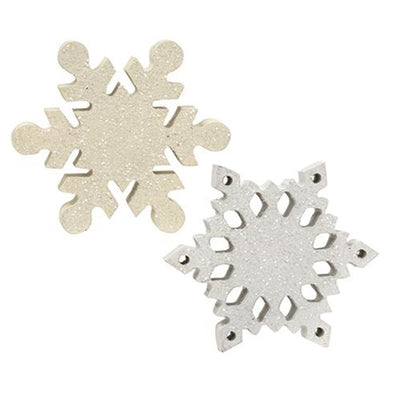 Set of 2 Wood Snowflake Sitters