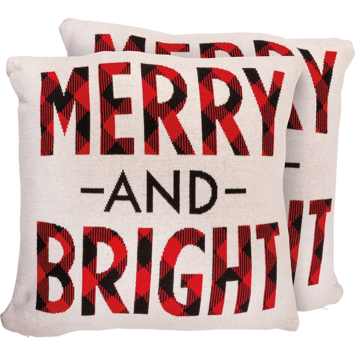 Merry and Bright 18" Knitted Christmas Throw Pillow