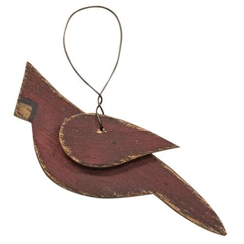 Rustic Cardinal Wooden Ornament