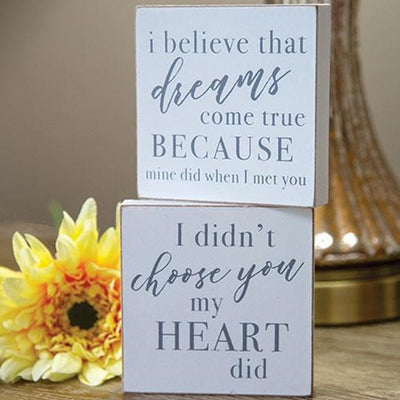 Set of 2 I Didn't Choose You My Heart Did Square Blocks