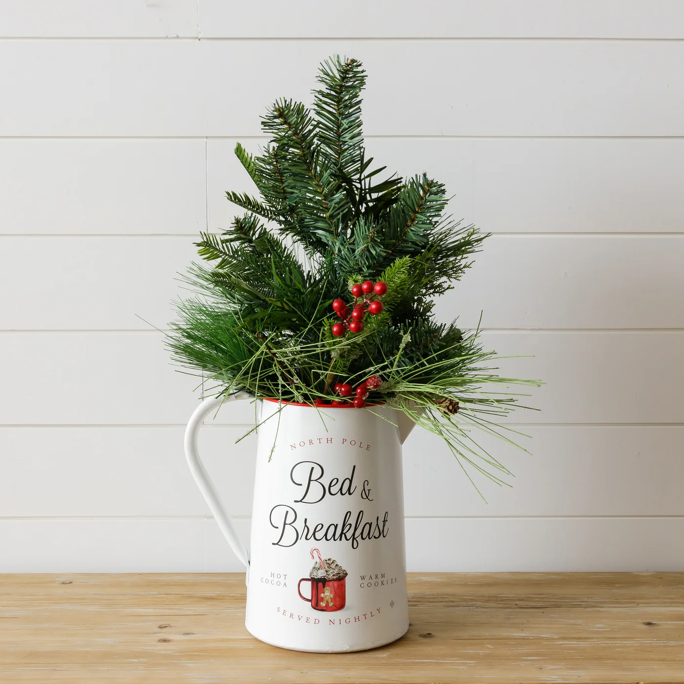 North Pole Bed And Breakfast Tin Pitcher