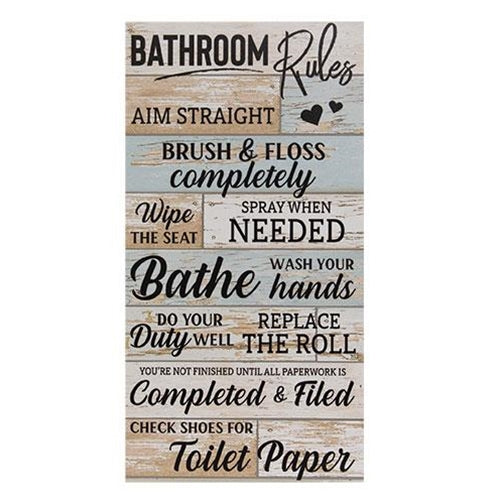 Bathroom Rules 16" Wooden Sign