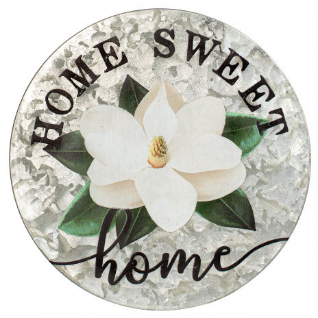 Home Sweet Home Magnolia 12" Round Metal Sign