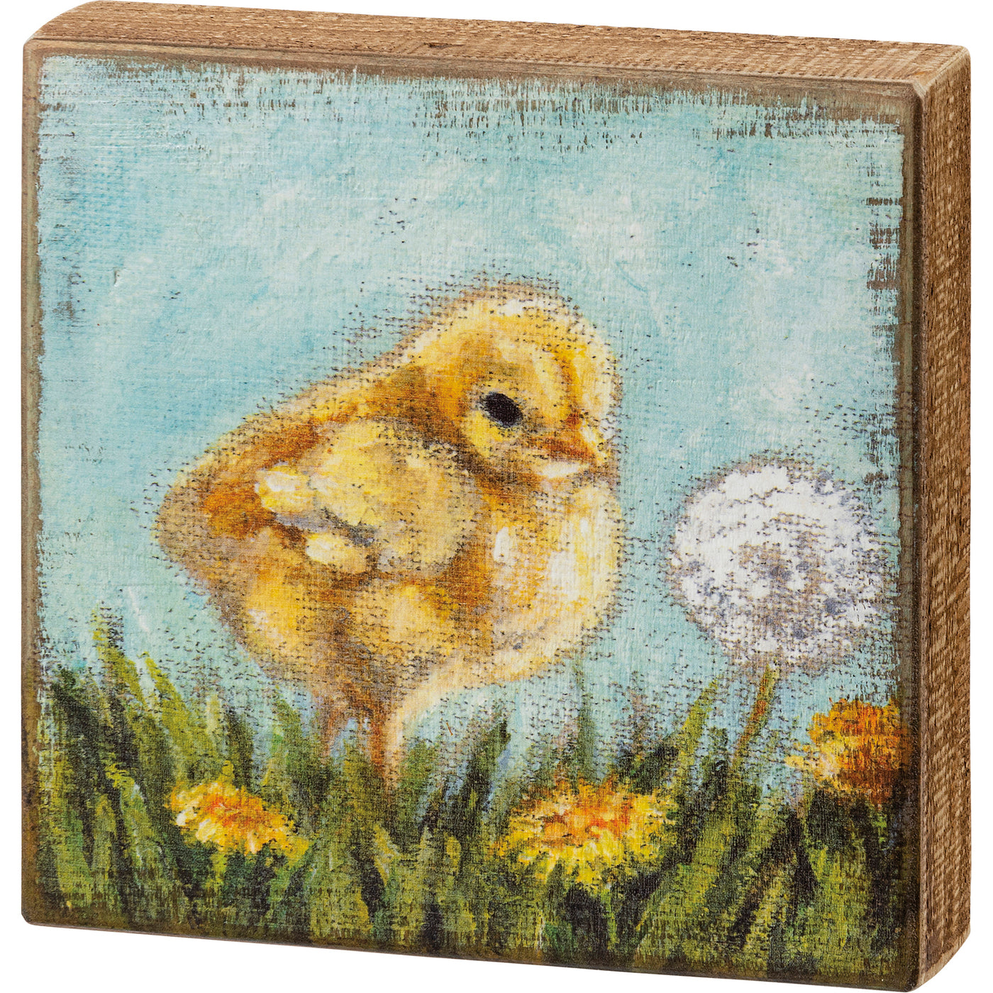 Surprise Me Sale 🤭 Baby Chick with Dandelions Wooden Box Sign